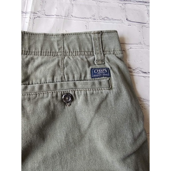 Chaps Mens Regular Fit Olive Green Chino Shorts Size 30 Stretch Cotton Blend - Picture 7 of 12